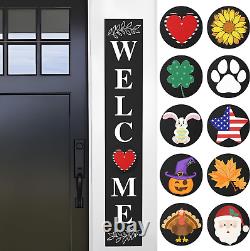 Welcome Sign for Front Door, Wood Outdoor Welcome Sign for Front Porch Standing