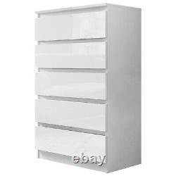 White High Gloss Chest of Drawers Bedside Cabinet Storage Bedroom Furniture Home