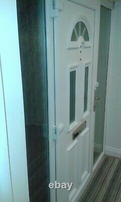 White UPVC Front door with Side Lights (glass) Used