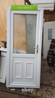 White Upvc Back Door With Raised Panel Any Size Clear Or Obscure Glass