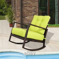 Wide Seat Wicker Rocking Chair Patio Furniture Sturdy Outdoor Front Porch Rocker