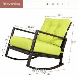 Wide Seat Wicker Rocking Chair Patio Furniture Sturdy Outdoor Front Porch Rocker