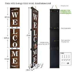 Wind-Withstand Tall Welcome Sign for Front Door Porch Standing, 12 Seasonal Si