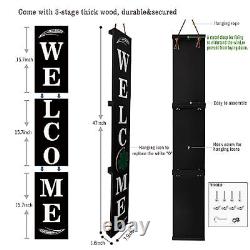 Wind-withstand Tall Welcome Sign for Front Door Porch Standing, 12 Black