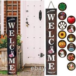 Wind-withstand Tall Welcome Sign for Front Door Porch Standing, 12 Brown