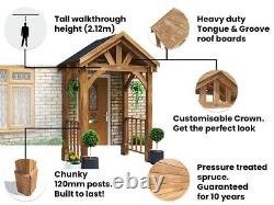 Wooden Porch Canopy 2m x 1.5m Front Door Shelter Kit Thunderdam Balustrades