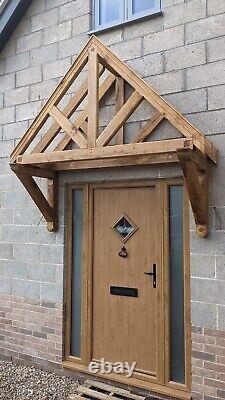 Wooden front door canopy porch