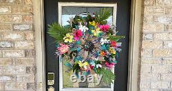 XL Hawaiian Tropical Beach Pool Summer Deco Mesh Front Door Wreath Porch Decor